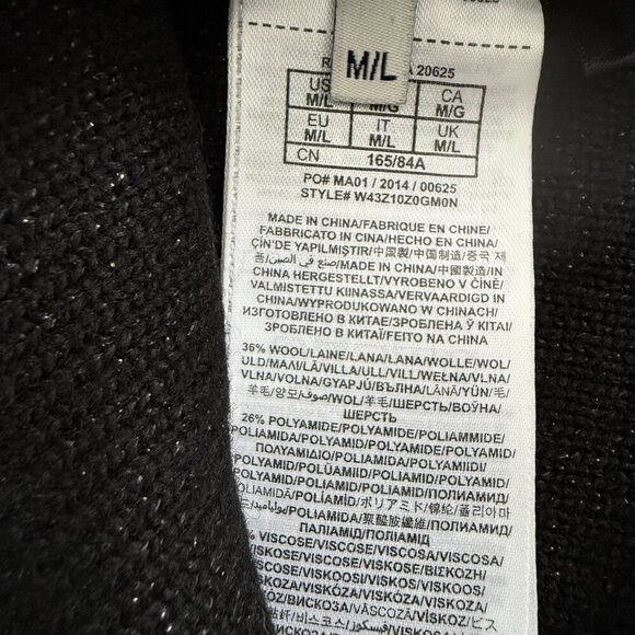 GUESS Womens Rhinestone Graphic Beanie Hat M/L Black Wool - Picture 5 of 8